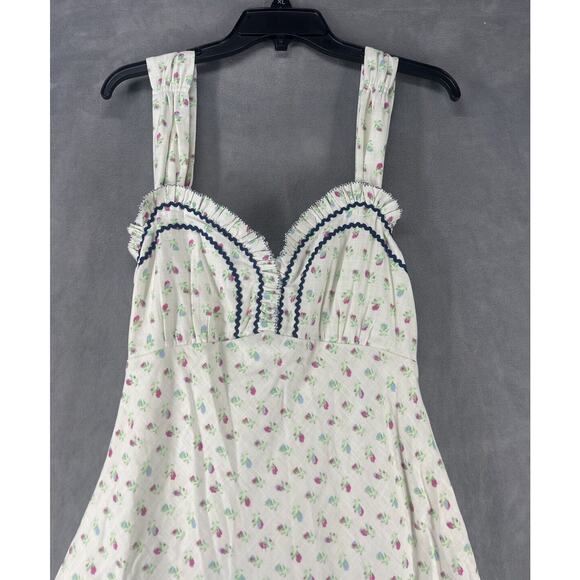 Free People Sweet Hearts Midi Dress In Ivory Combo Size Medium - Picture 4 of 12